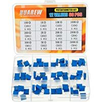 HUAREW 12 valores 60 piezas 3296W potenciómetro de recortador de múltiples vueltas 100-500 K ohm azul 3296 kit de…